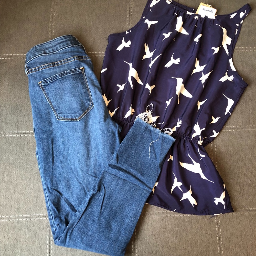 Just black frayed hem jeans